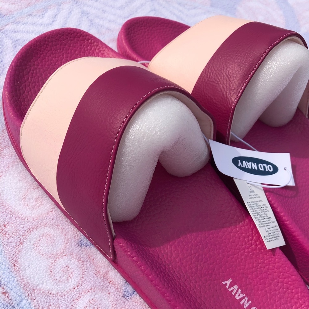 Pink Stripes Slide Molded Insole Runs Like Size 11